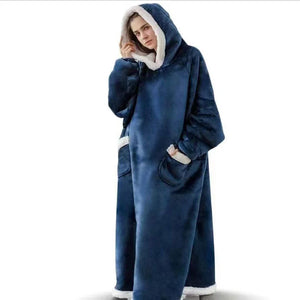 Extra Long Wearable Hoodie Blanket | Women and Men Winter Flannel Blanket Pyjamas | Oversized, Cozy and Soft